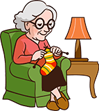 Großmutter 80 Jahre Stricken einer Socke