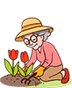 Großmutter 70 Jahre Gartenarbeit