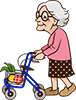 Großmutter 90 Jahre mit Rollator