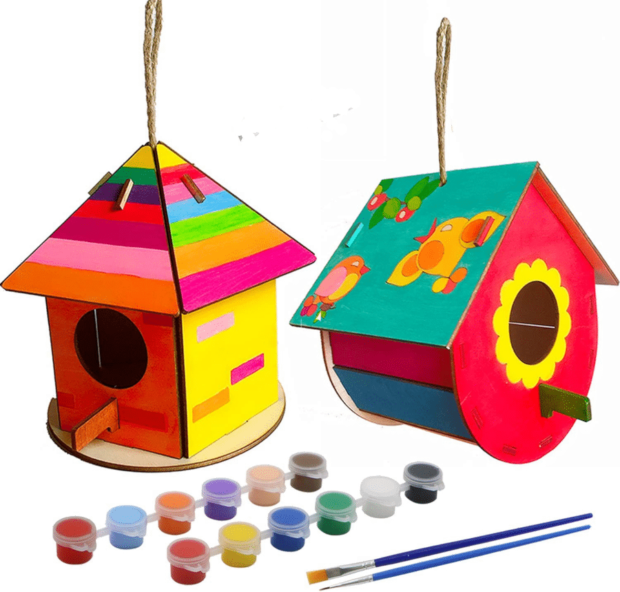 Vogelhaus basteln - Geschenk Enkelkinder