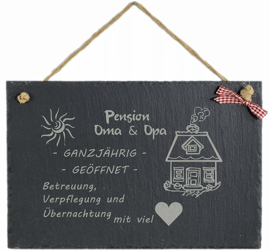 Pension Oma Opa Enkel spielen Ferien verwöhnen Blechschild Schild 20x30 cm
