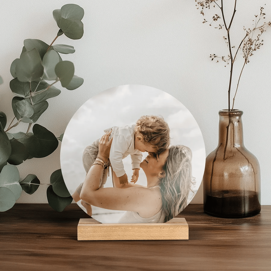 Fotokachel mit Holzständer Weihnachtsgeschenk für Oma - Fotokachel