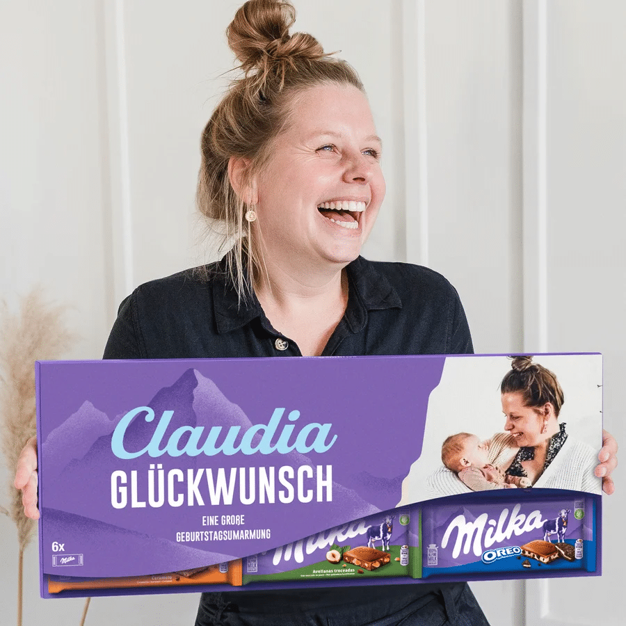 XXL Milka Schokolade mit Foto Weihnachtsgeschenk für Oma - Mega Milka Schokolade